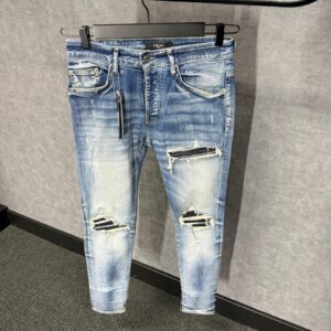 Amiri Blue Jeans Black Ribbels