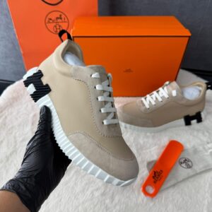 Hermes Bouncing Sneakers Beige, Black Logo
