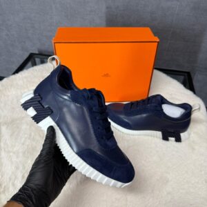 Hermes Bouncing Sneakers Dark Blue, Orange Logo