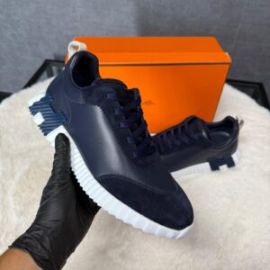 Hermes Bouncing Sneakers Dark Blue, Red Logo