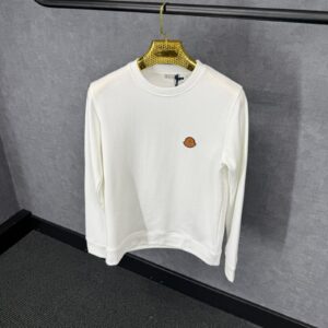 Moncler White Sweater Brown Logo