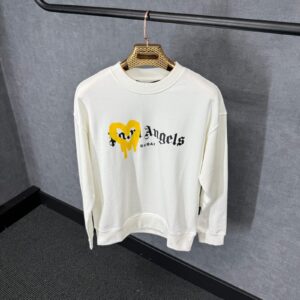 Palm Angels White Sweater Yellow Heart