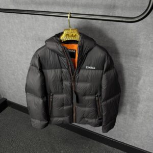 Zegna Ermenegildo Cirruslite Down Hooded Jacket Black High Quality