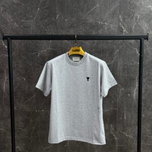 AMI Heart Logo Black T-Shirt Grey