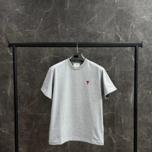 AMI Heart Logo Red T-Shirt Grey