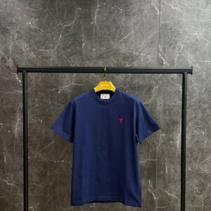 AMI Heart Logo Red T-Shirt Dark Blue