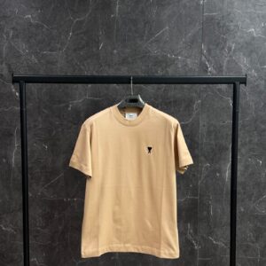 AMI Heart Logo Black T-Shirt Beige