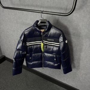 Gucci GG Canvas Puffer Dons Jacket Dark Blue High Quality